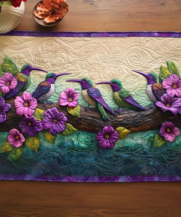 Violet Symphony Quilted Table Runner