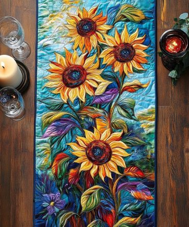 Warm Bloom Quilted Table Runner