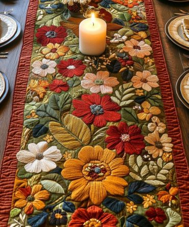 Warm Petals Quilted Table Runner