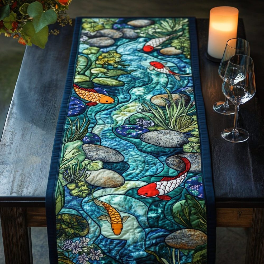 Water Harmony Quilted Table Runner