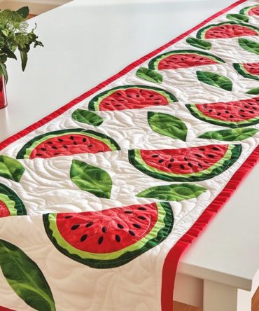 Watermelon Charm Quilted Table Runner