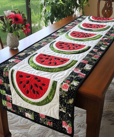 Watermelon Charm Quilted Table Runner