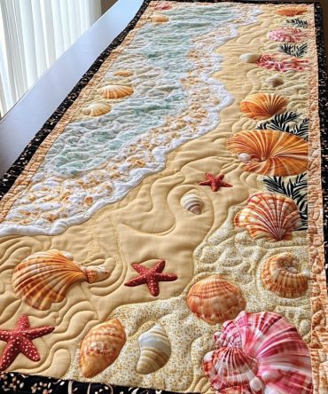 Wave Blossom Quilted Table Runner