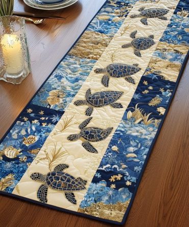 Waves Wander Quilted Table Runner