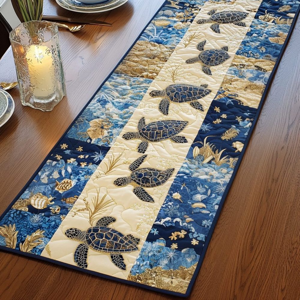 Waves Wander Quilted Table Runner