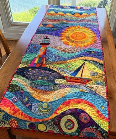 Waves Of Light Quilted Table Runner