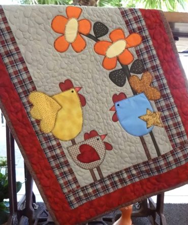Whimsical Chickens Quilted Table Runner
