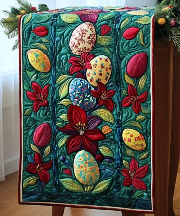 Whimsical Easter Charm Quilted Table Runner
