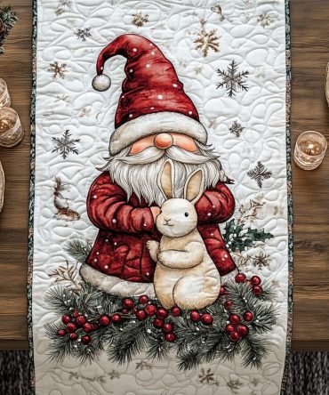 Whimsical Gnome Wonderland Quilted Table Runner