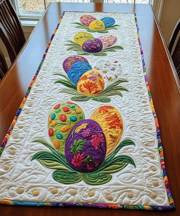 Whimsical Hatch Quilted Table Runner