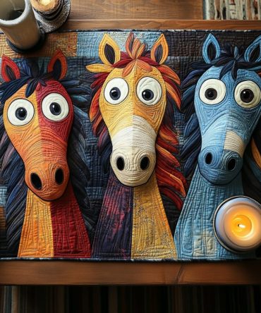 Whimsical Horse Quilted Table Runner