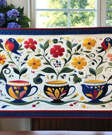 Whimsy Sip Quilted Table Runner