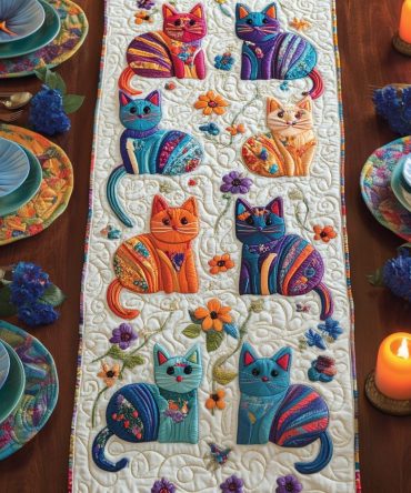 Whisker Parade Quilted Table Runner