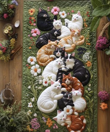 Whiskered Dreams Quilted Table Runner