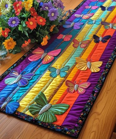 Whispering Butterflies Quilted Table Runner