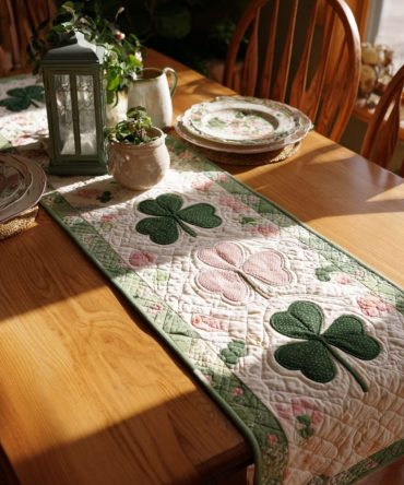 Whispering Clover Quilted Table Runner