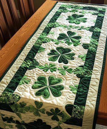 Whispering Clovers Quilted Table Runner