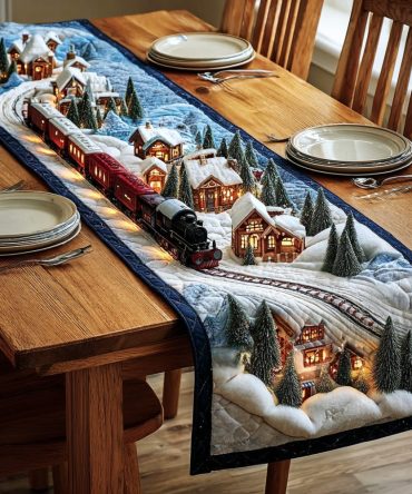 Whispering Pines Night Quilted Table Runner