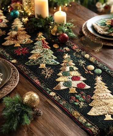 Whispers Of Evergreen Quilted Table Runner