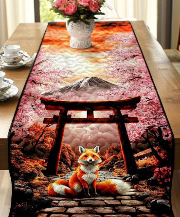 Whispers Of Kitsune Quilted Table Runner