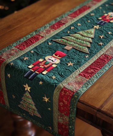 White Noel Quilted Table Runner
