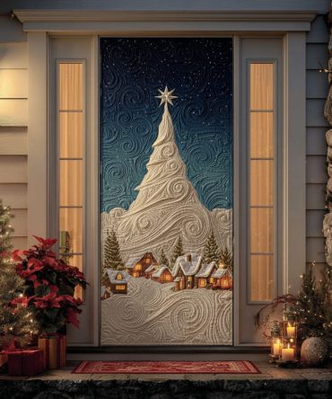 White Peak Village Quilted Door Cover