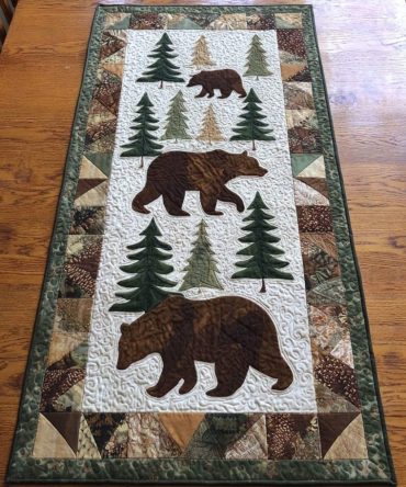 Wild Bear Quilted Table Runner