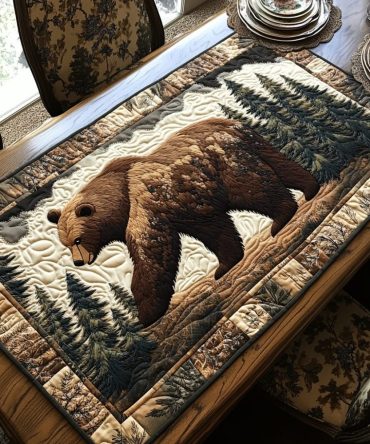 Wild Bear Quilted Table Runner
