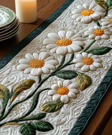 Wild Daisy Meadow Quilted Table Runner