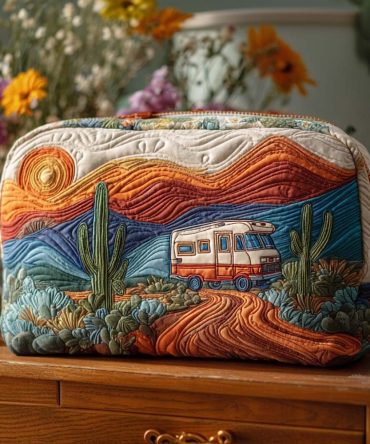 Wild Escape Camper Quilted Makeup Bag