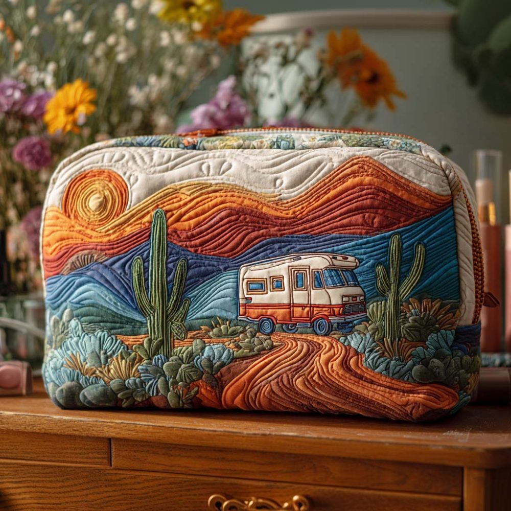 Wild Escape Camper Quilted Makeup Bag