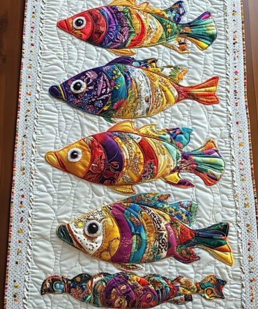 Wild Fish Quilted Table Runner