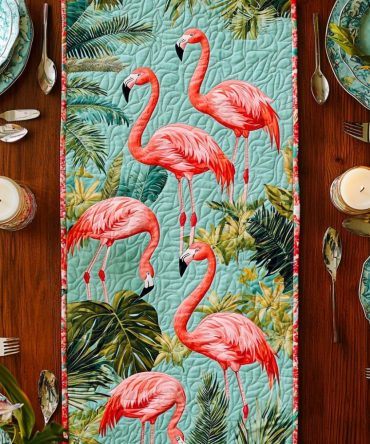 Wild Flamingo Quilted Table Runner