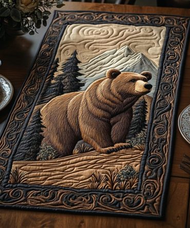 Wild Grizzly Quilted Table Runner