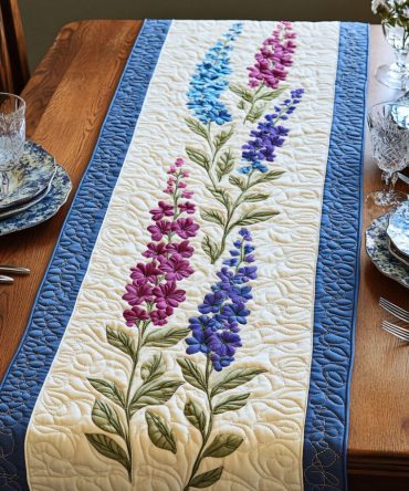 Wild Larkspur Quilted Table Runner