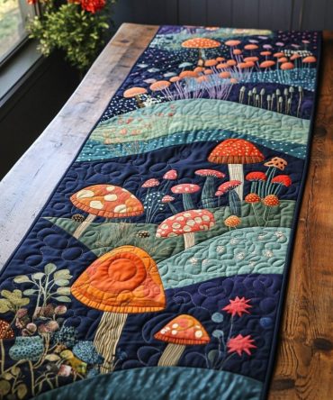 Wild Mushroom Quilted Table Runner