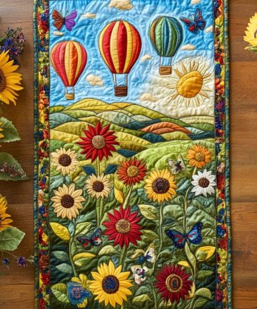 Wild Sunflower Trail Quilted Table Runner