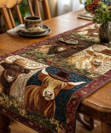 Wild West Cow Quilted Table Runner