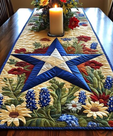 Wildflower Texas Quilted Table Runner