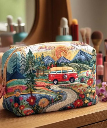 Wildflower Trails Quilted Makeup Bag