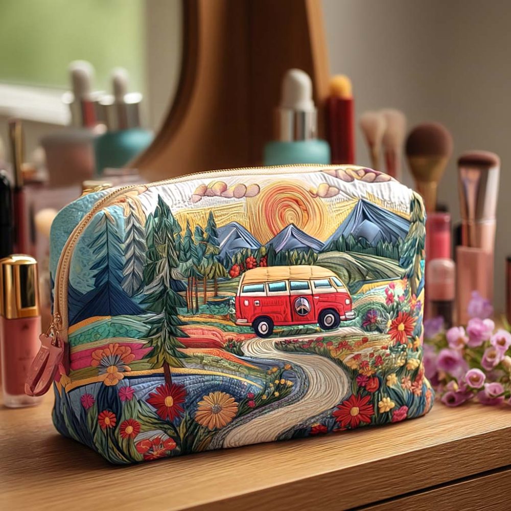 Wildflower Trails Quilted Makeup Bag