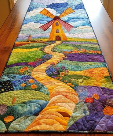 Wind Flow Quilted Table Runner