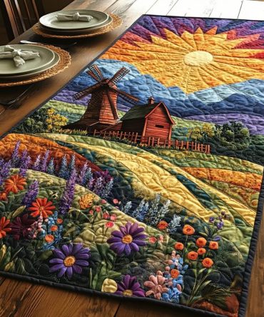 Windmill Serenity Quilted Table Runner
