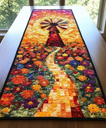 Windmill Wonder Quilted Table Runner