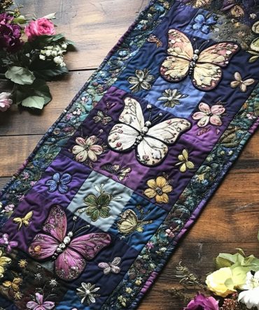 Winged Blooms Quilted Table Runner