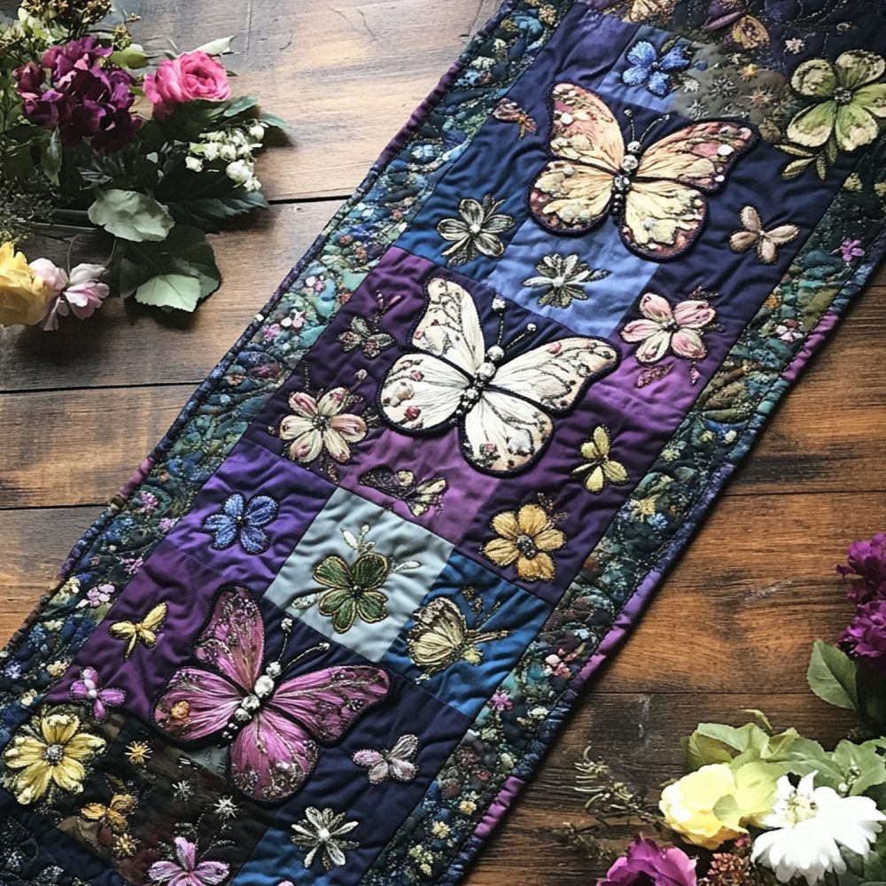 Winged Blooms Quilted Table Runner