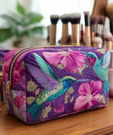 Winged Charm Quilted Makeup Bag