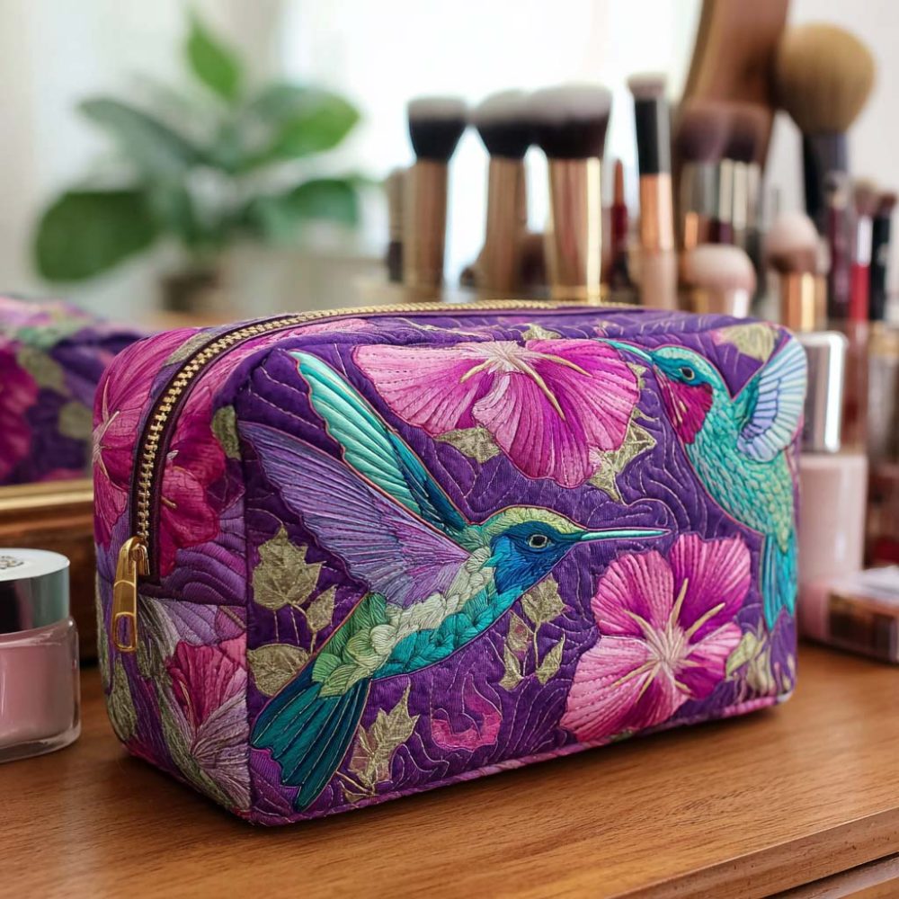 Winged Charm Quilted Makeup Bag