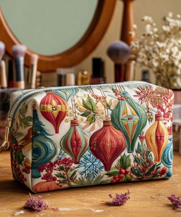 Winter Bauble Bliss Quilted Makeup Bag