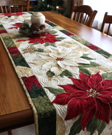 Winter Bloom Quilted Table Runner